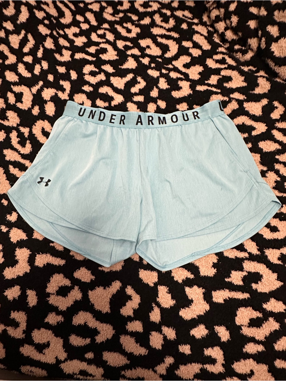Under Armour Women’s Light Blue Athletic Shorts with Branded Waistband